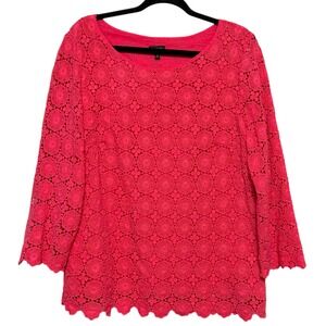 Talbots Cottagecore Crochet Lace Top Womens Size 20 Femme Romantic Soft Girl